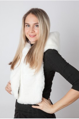 White rex fur hood-scarf